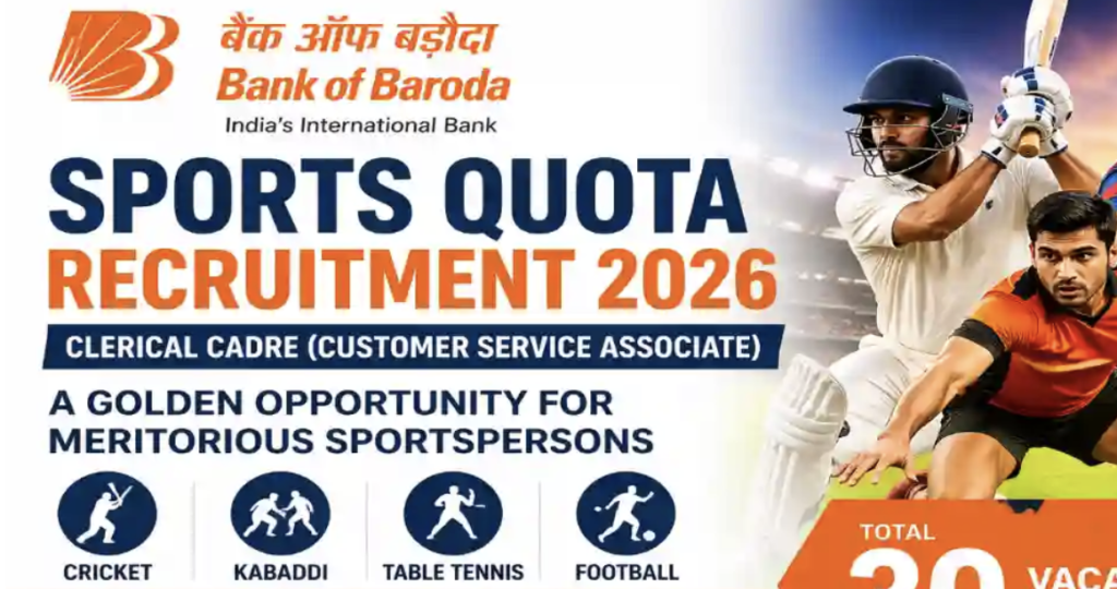 Bank of Baroda Hiring: Sports Quota Clerk Recruitment 2026 - Apply Now